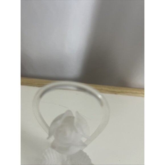 vintage hand blown art glass Bell With A Frosted Rose Top 5.5” Tall - Picture 3 of 4